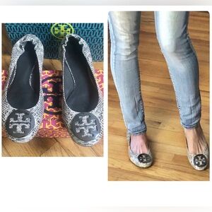 Tory Burch Reva Pitone Rocha Snakeskin Flat